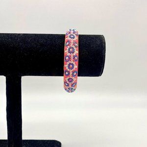 Vintage Beaded Pink and Blue Bangle - Bracelet